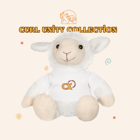Curly Sheep, Curluxscious Mascot with yellow logo Tshirt - Curl Unity Collection
